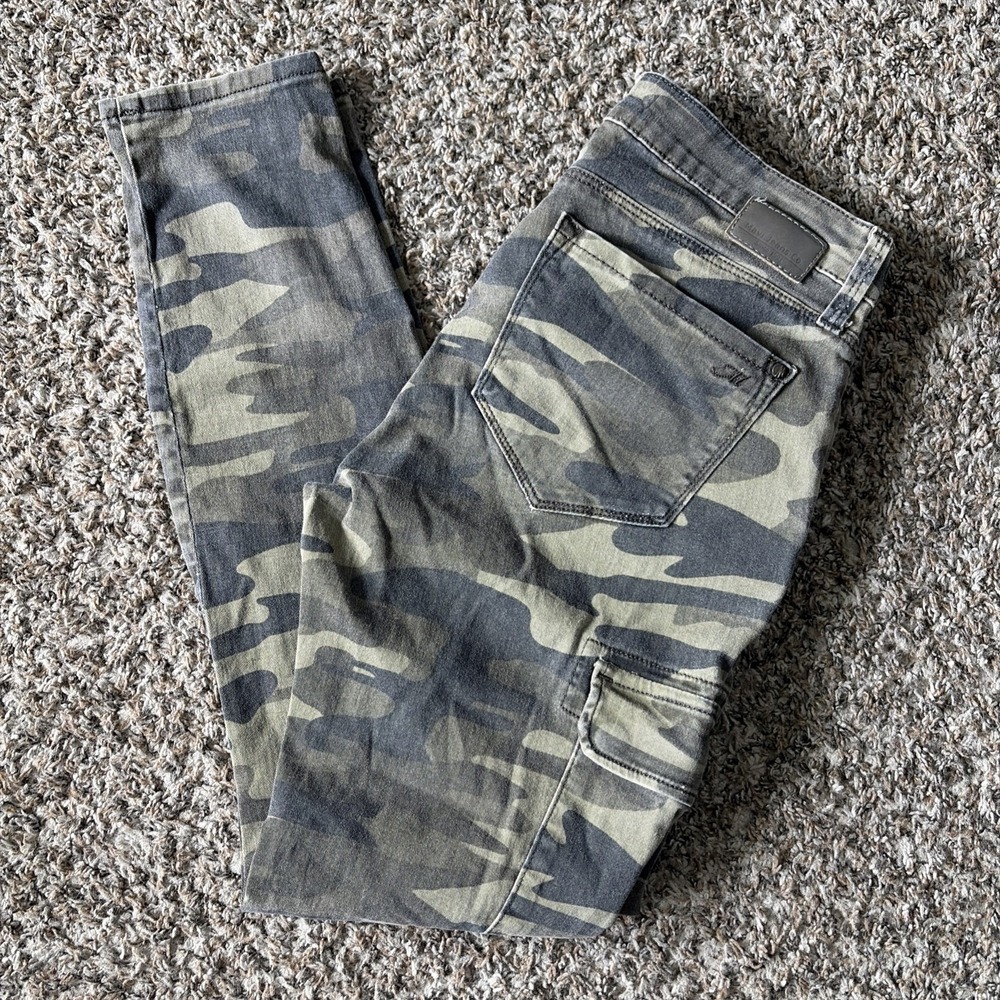 Mavi Womens Juliette 28x27 Camouflage Mid Rise Straight Cargo Pants Flat Front